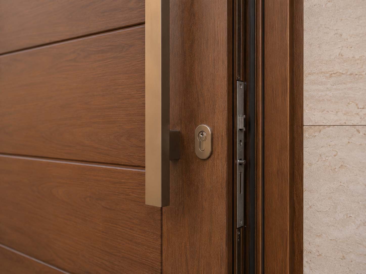 Detalle de cerradura en puerta de entrada